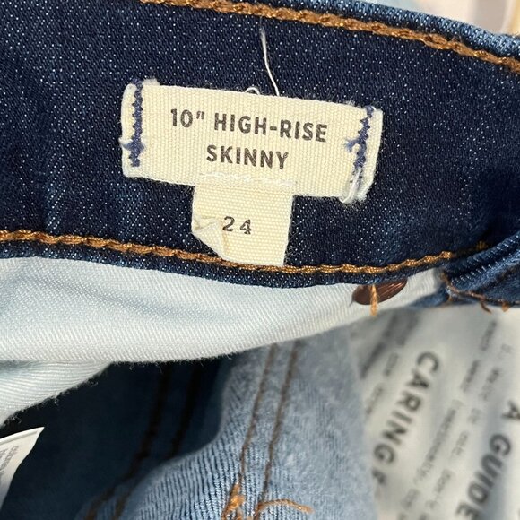 Madewell 10" High Rise Distressed Skinny Jeans Dark Wash Women’s 24 Denim - Picture 11 of 12